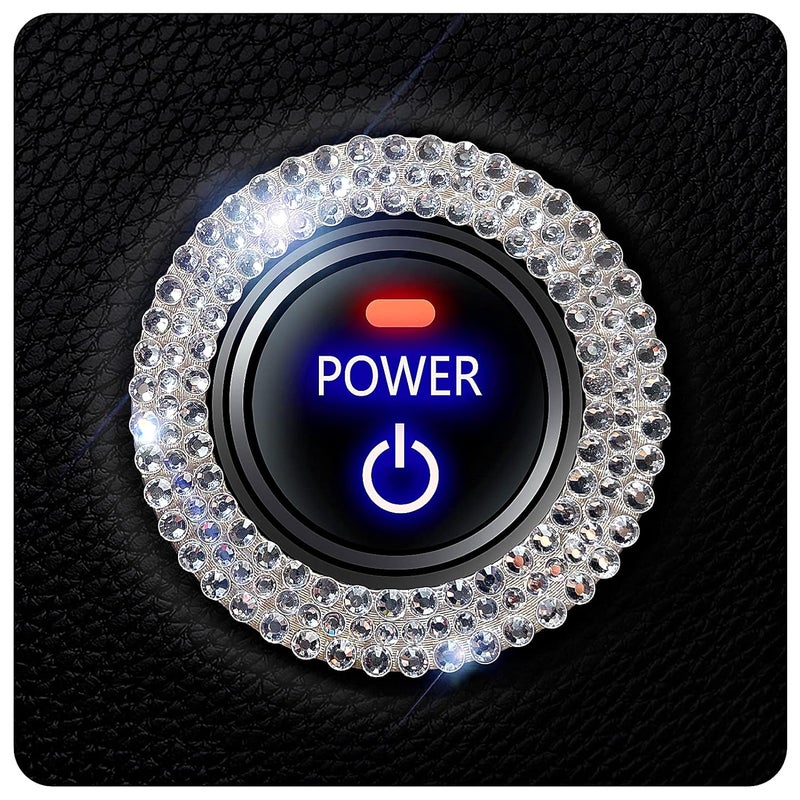Murimt Bling Car Button Start Button Cover/Sticker for Wowen, Car Engine Start Stop Trim Ring, Shiny Crystal Rhinestone Key Ignition and Knob Ring (Diamond White)… - Image 1